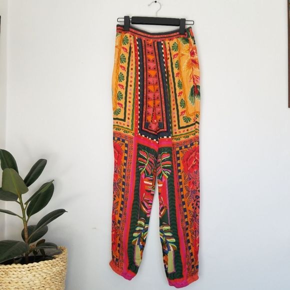 Anthropologie Farm Rio Printed Linen High Waist Jogger Pants SP - Picture 4 of 13